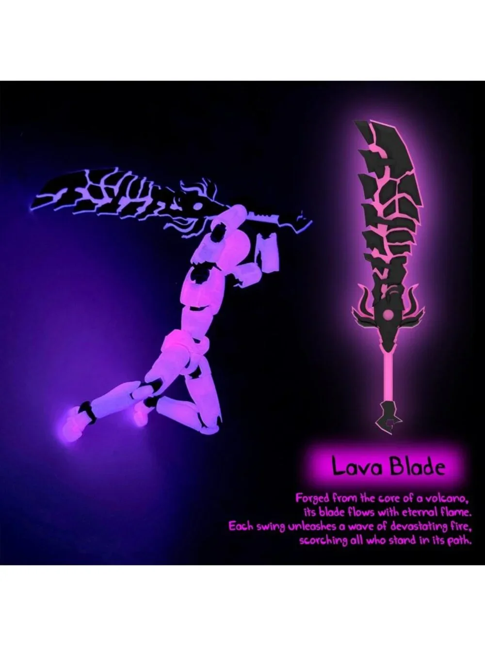 6-Pack Glowing 3D Printed Action Figures Set with Weapons - Colorful
